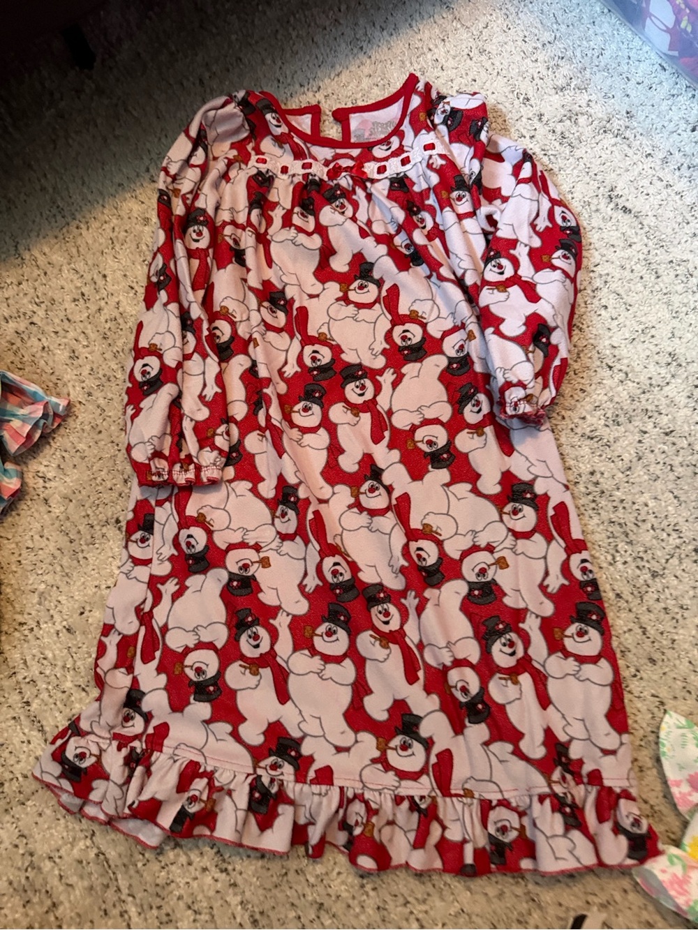 Girls' Red Snowman Print Long-Sleeve Nightgown flannel size 4
